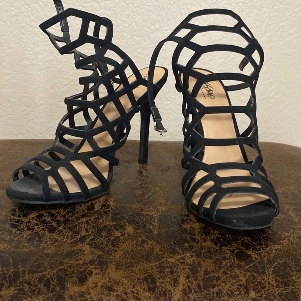 Black strappy heels